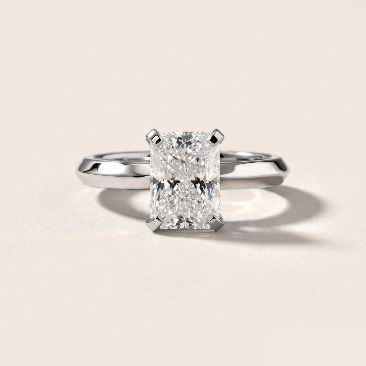 June Solitaire Knife Edge Radiant Diamond Engagement Ring in Silver - front.jpg