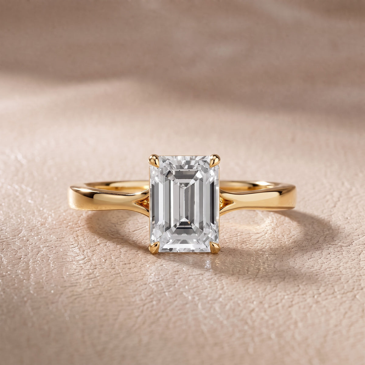 Evangeline Trellis Solitaire Emerald Diamond Engagement Ring in Yellow Gold - front.jpg