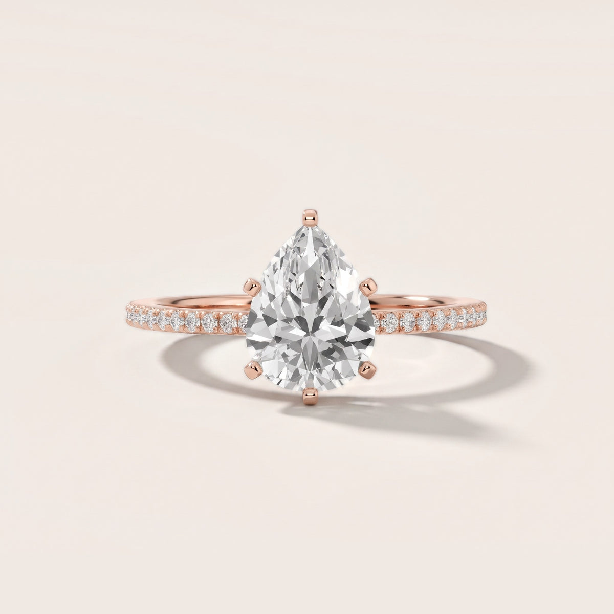 Minette Micropavé Pear Diamond Engagement Ring in Rose Gold - front.jpg