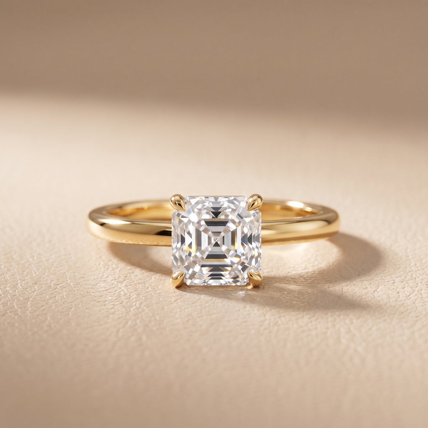 Lyla Petite Solitaire Asscher Diamond Engagement Ring in Yellow Gold - front.jpg