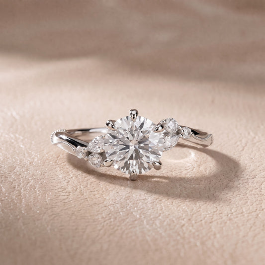 Joanna Milgrain Twist Round Diamond Engagement Ring in White Gold - front.jpg