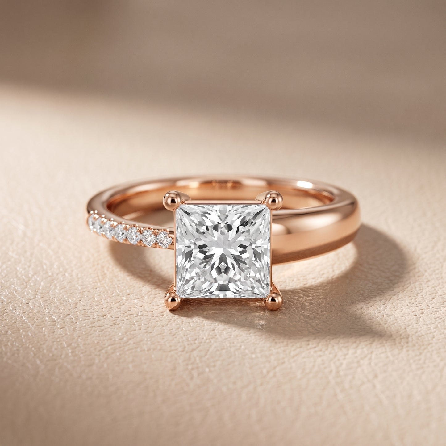 Rosie Solitaire Basket Princess Diamond Engagement Ring in Rose Gold - front.jpg