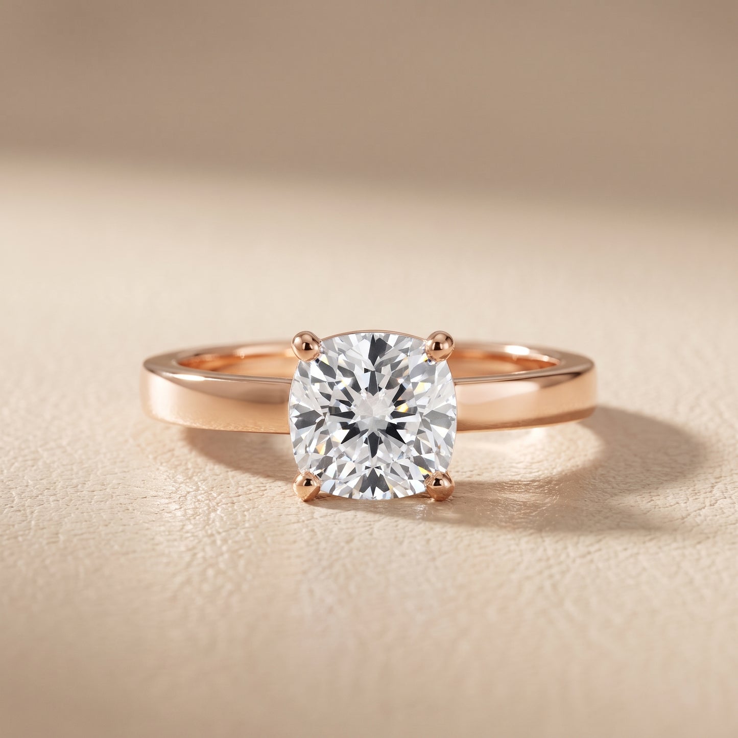 Delia Solitaire Cushion Diamond Engagement Ring in Rose Gold - front.jpg