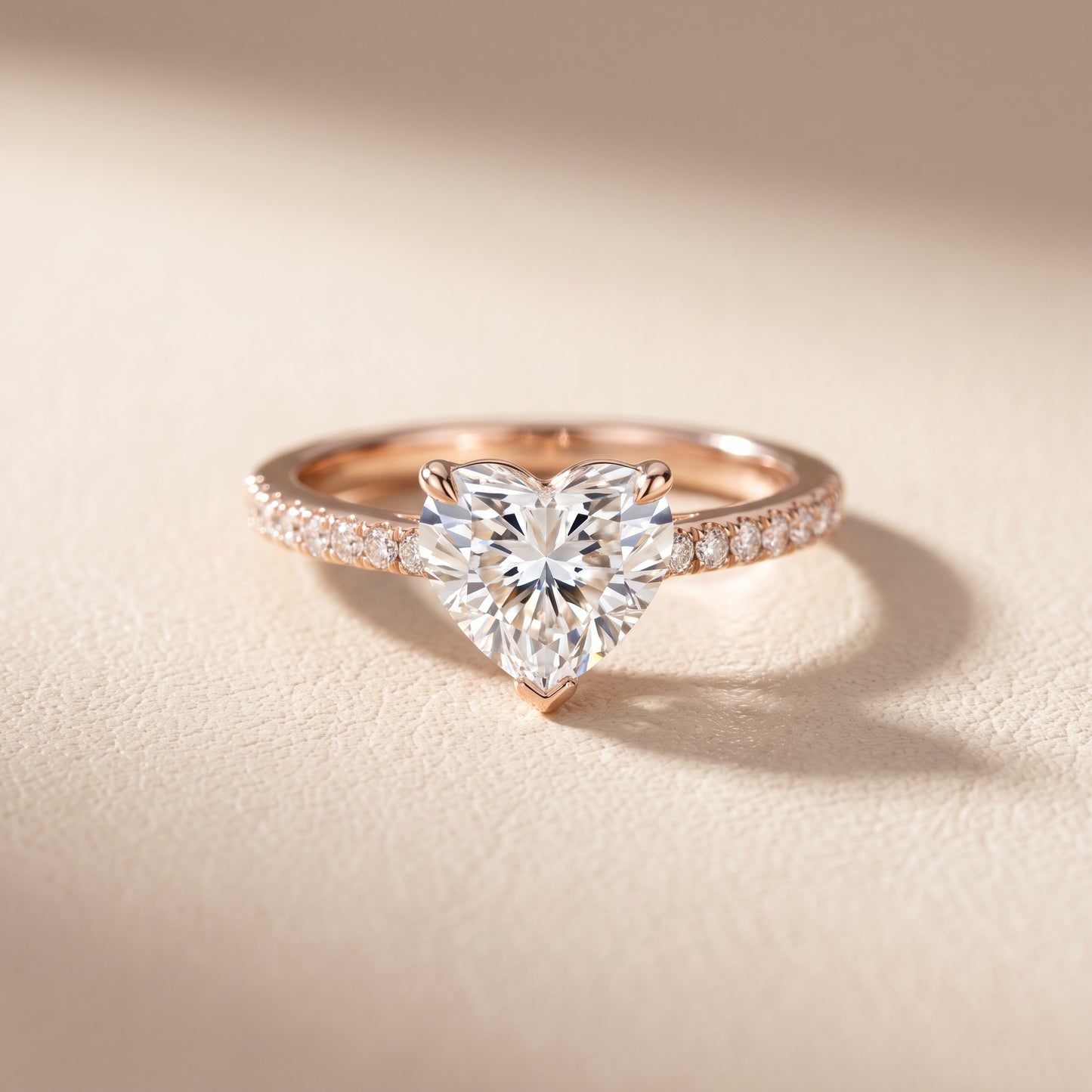 Ione Solitaire Pavé Heart Diamond Engagement Ring in Rose Gold - front.jpg