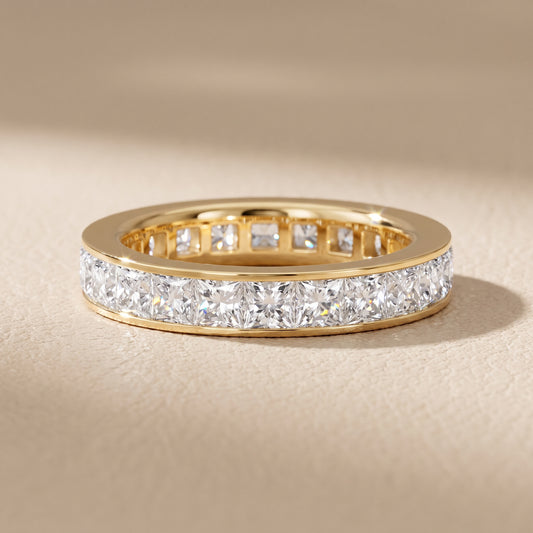 Louise Channel Set Princess Diamond Eternity Band in Yellow Gold - front.jpg