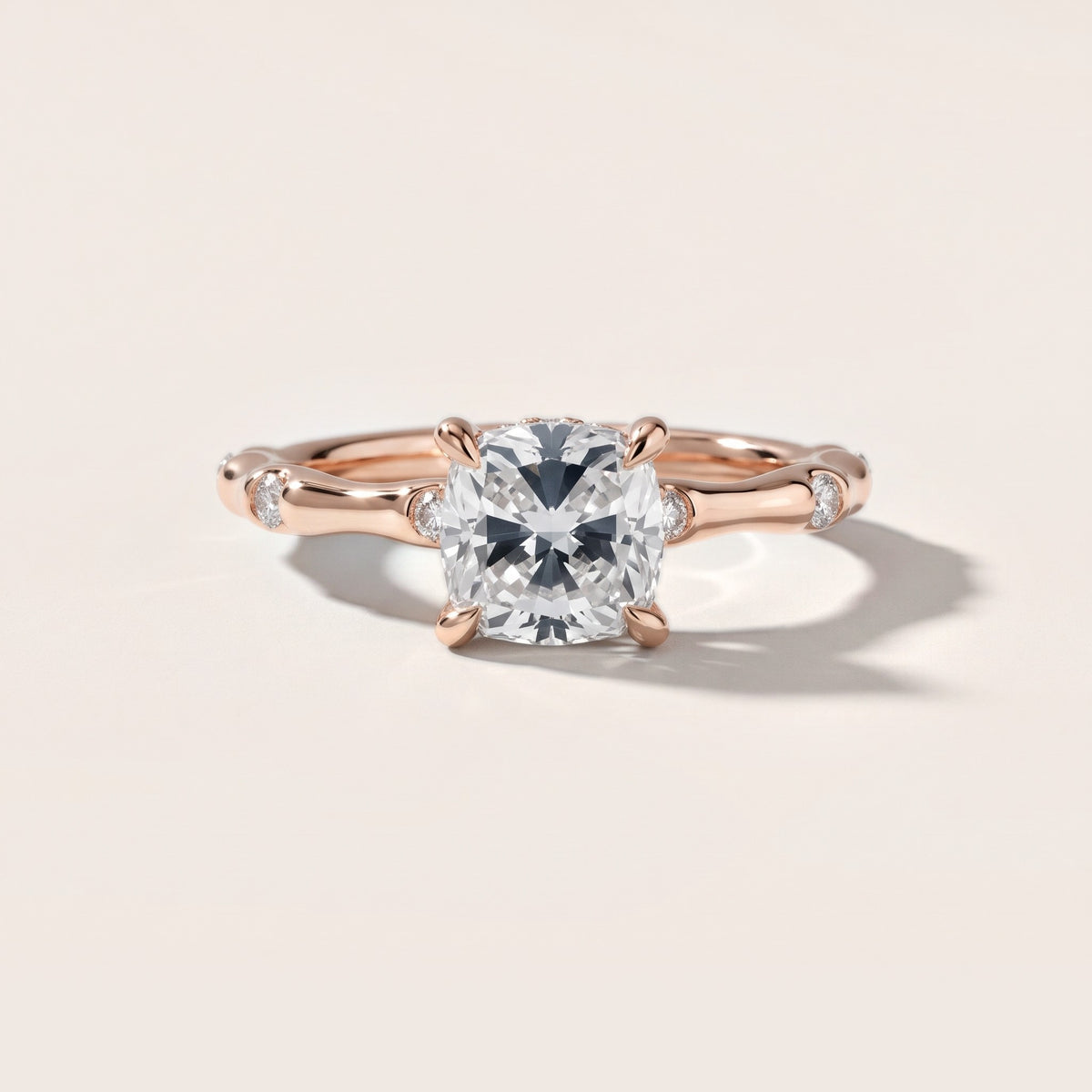 Liv Hidden Halo Cushion Diamond Engagement Ring in Rose Gold - front.jpg