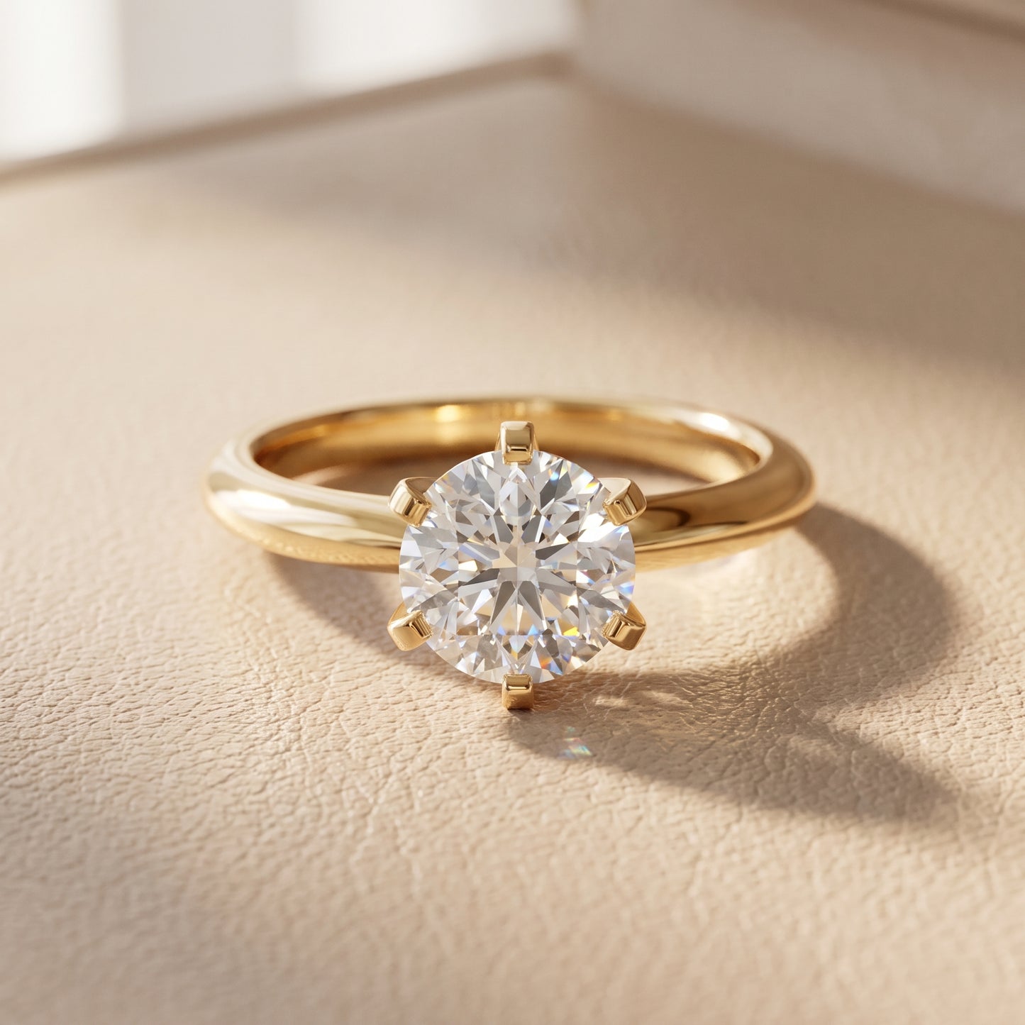 Amira Six-Prong Solitaire Round Diamond Engagement Ring in Yellow Gold - front.jpg