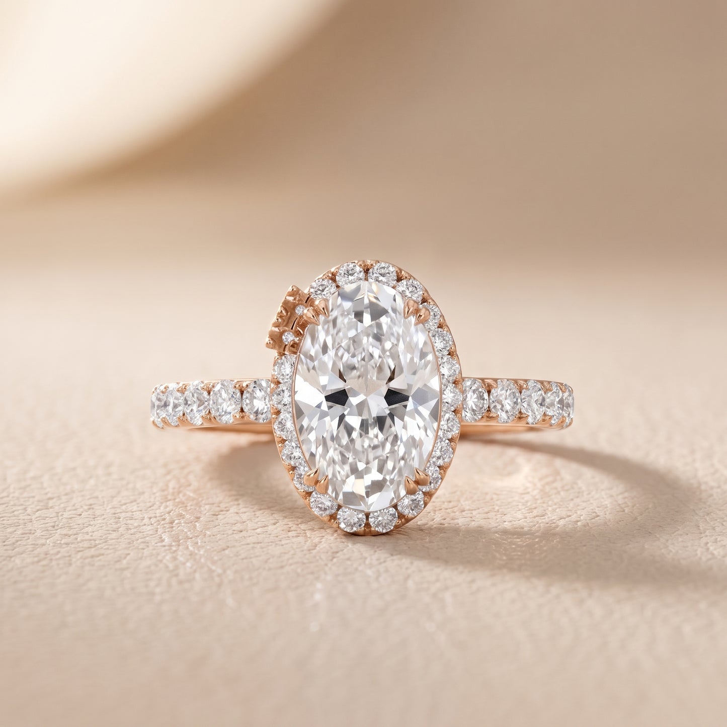 Chloe Halo Pavé Oval Diamond Ring in Rose Gold - front.jpg