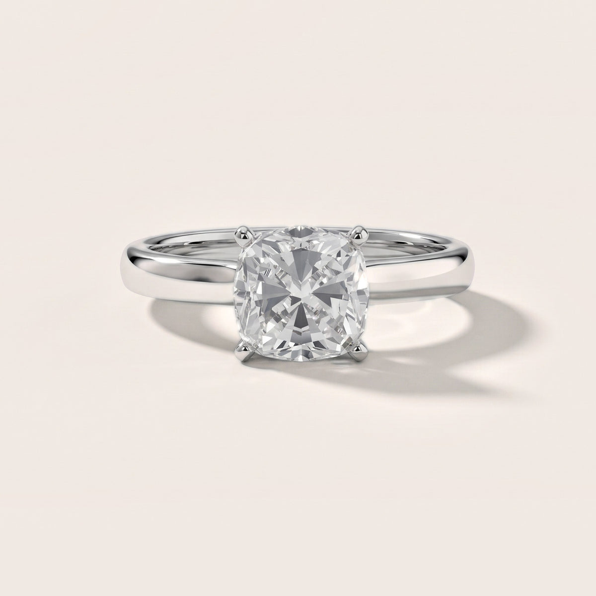 Elspeth Solitaire Cushion Diamond Engagement Ring in Silver - front.jpg