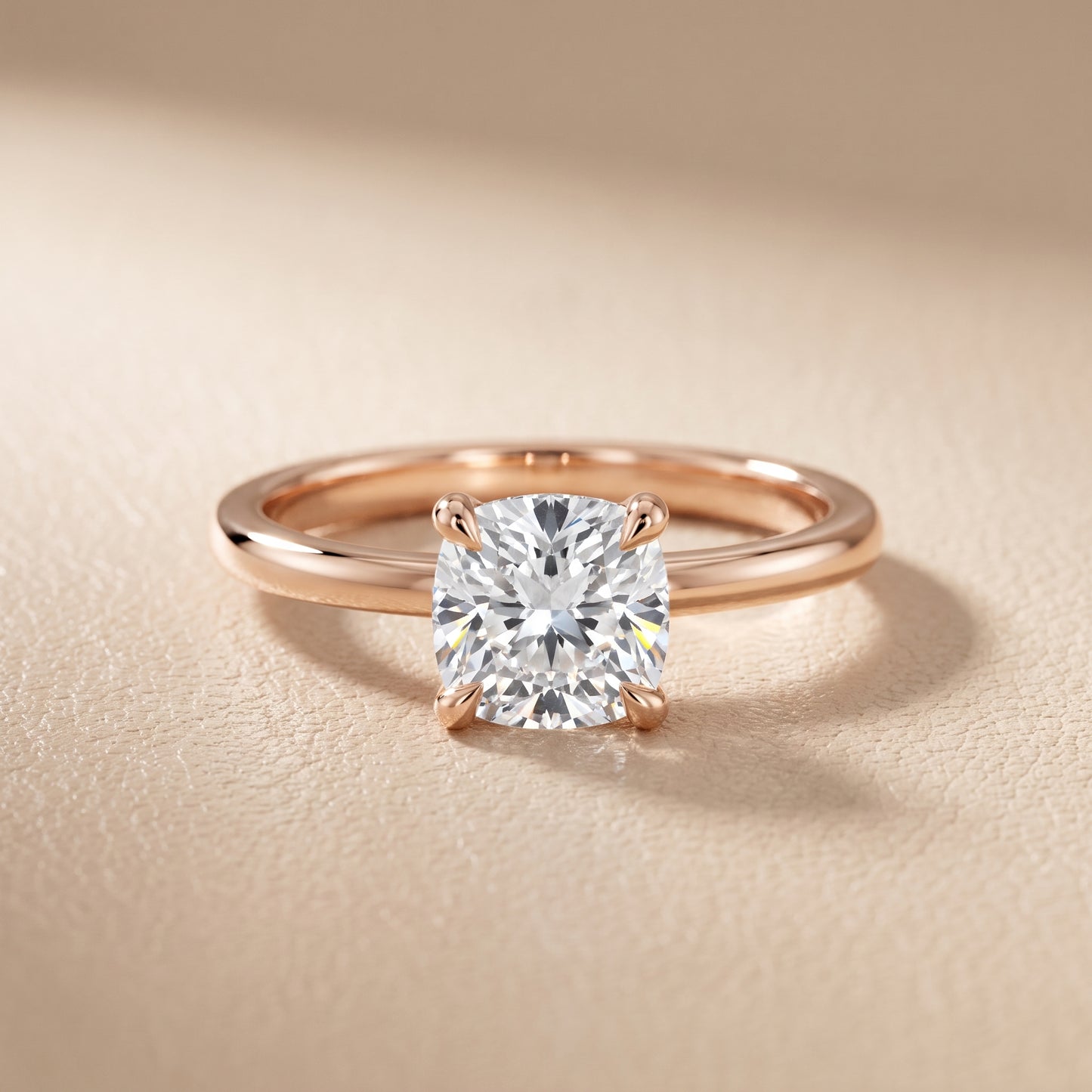 Nella Petite Solitaire Cushion Diamond Engagement Ring in Rose Gold - front.jpg