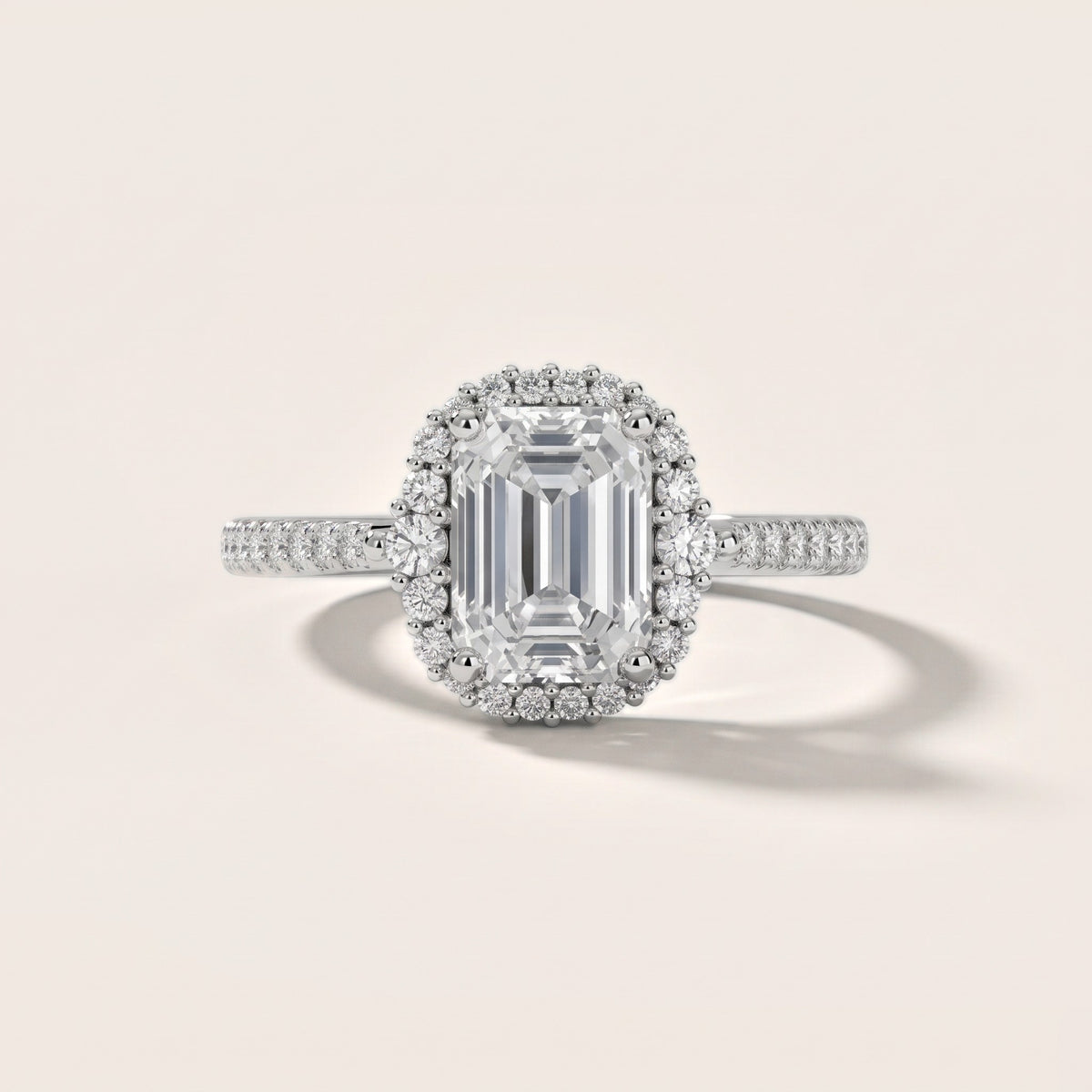 Melody Halo Cathedral Emerald Diamond Engagement Ring in Platinum - front.jpg