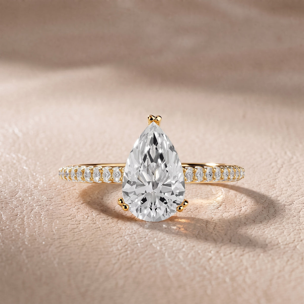 Celeste Hidden Halo Pavé Pear Diamond Engagement Ring in Yellow Gold - front.jpg