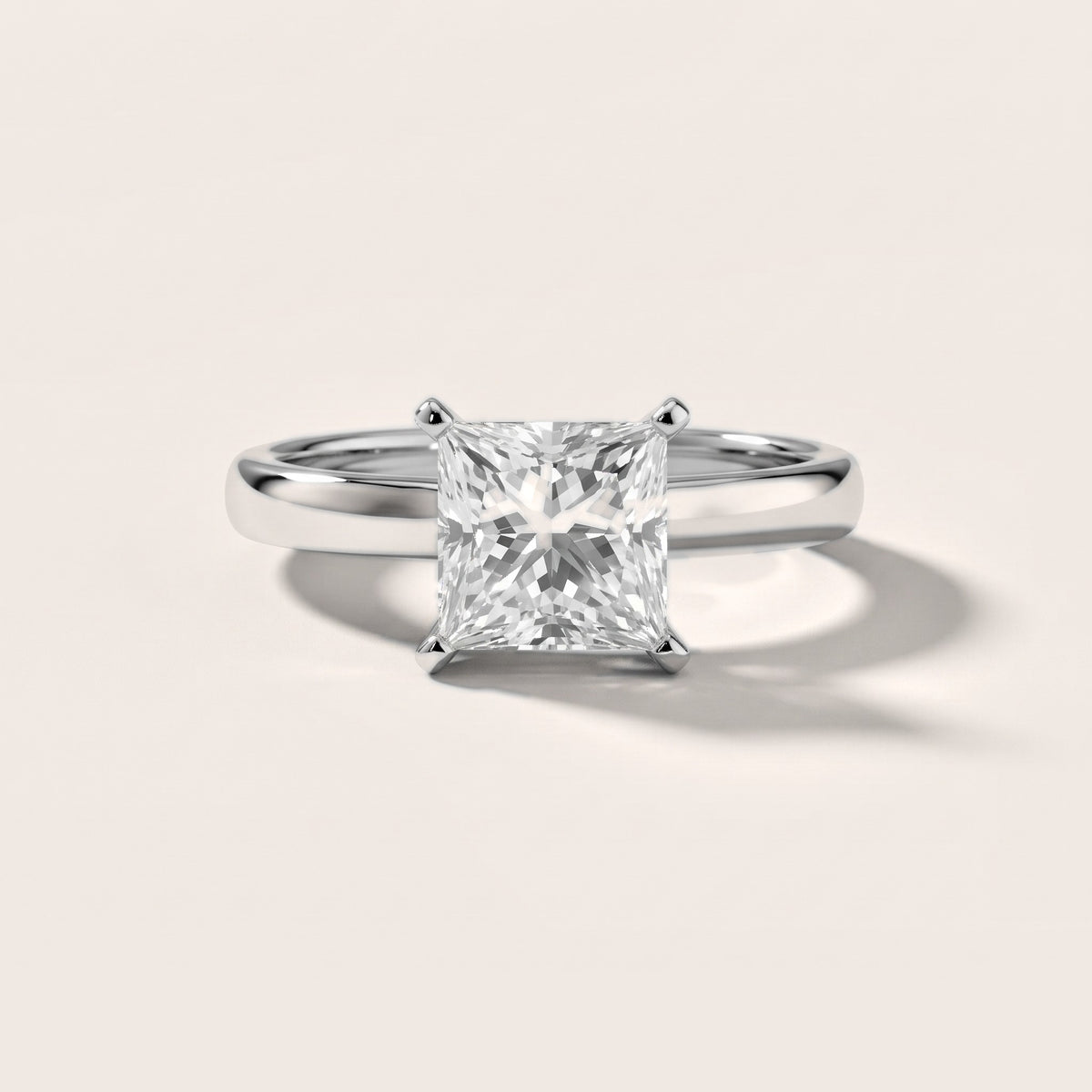 Elspeth Solitaire Princess Diamond Engagement Ring in White Gold - front.jpg