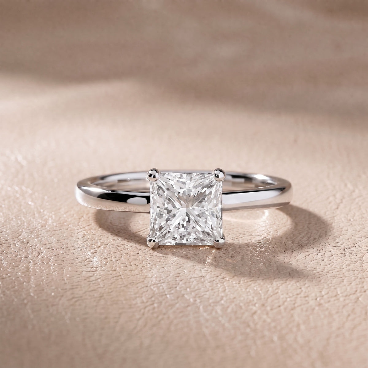 Charlotte Charm Solitaire Princess Diamond Engagement Ring in White Gold - front.jpg