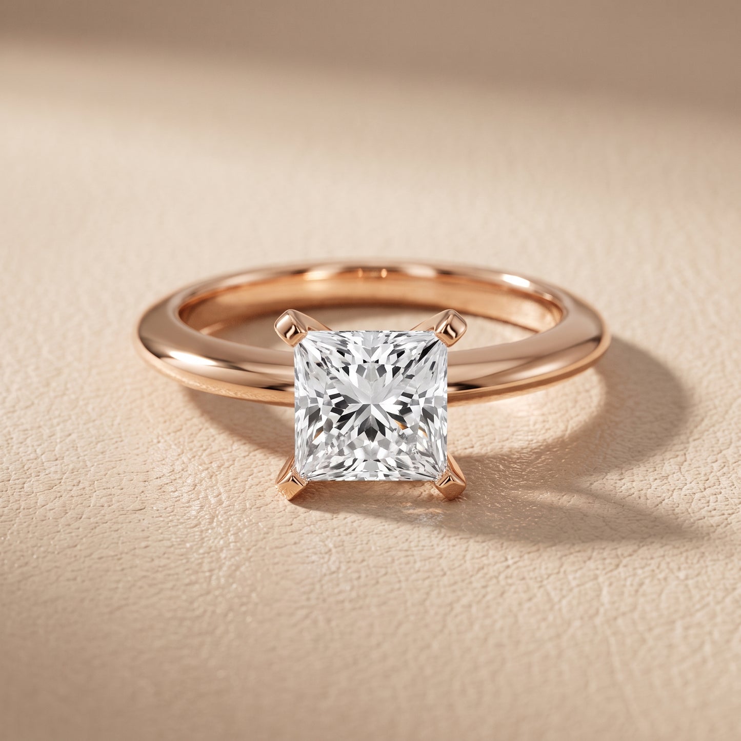 Amira Six-Prong Solitaire Princess Diamond Engagement Ring in Rose Gold - front.jpg