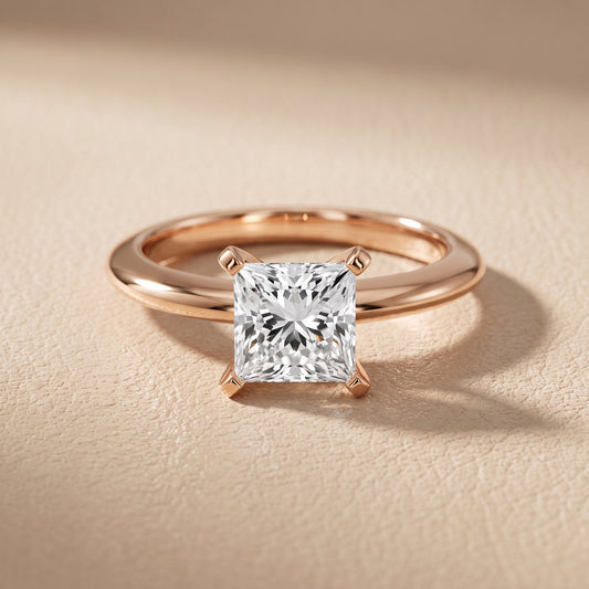 Amira Six-Prong Solitaire Princess Diamond Engagement Ring in Rose Gold - front.jpg