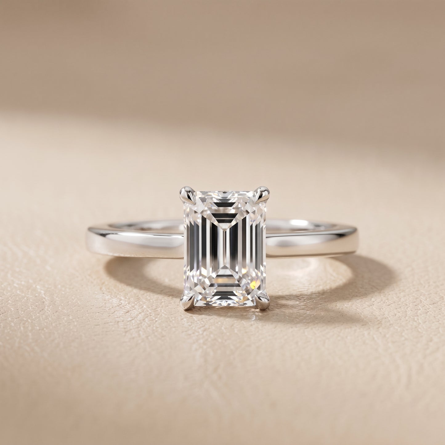 Kaia Solitaire Emerald Diamond Ring in Silver - front.jpg