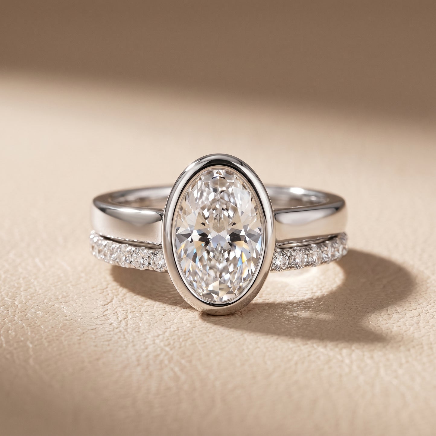 Ayla Bezel Bypass Oval Diamond Ring in Silver - front.jpg