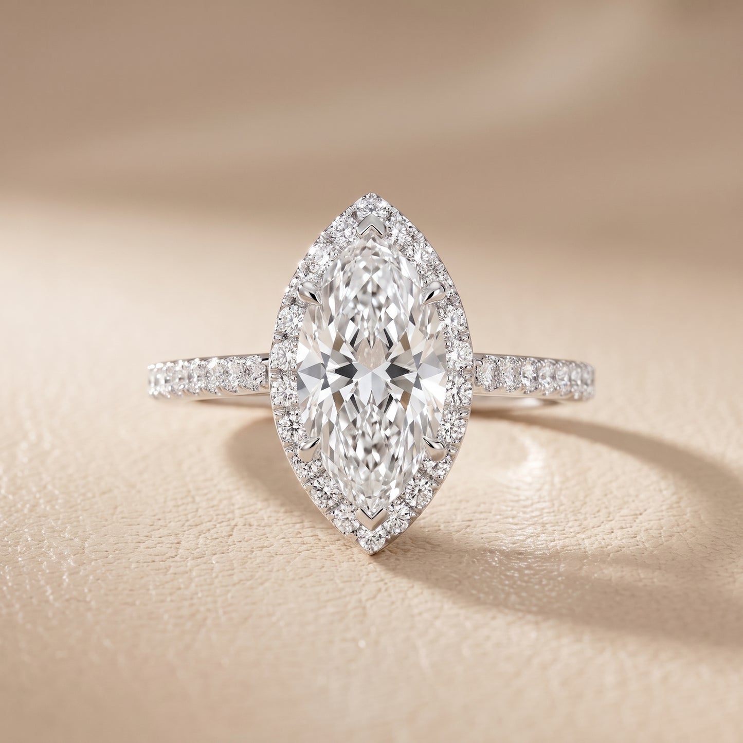 Alma Halo Pavé Marquise Diamond Ring in Platinum - front.jpg