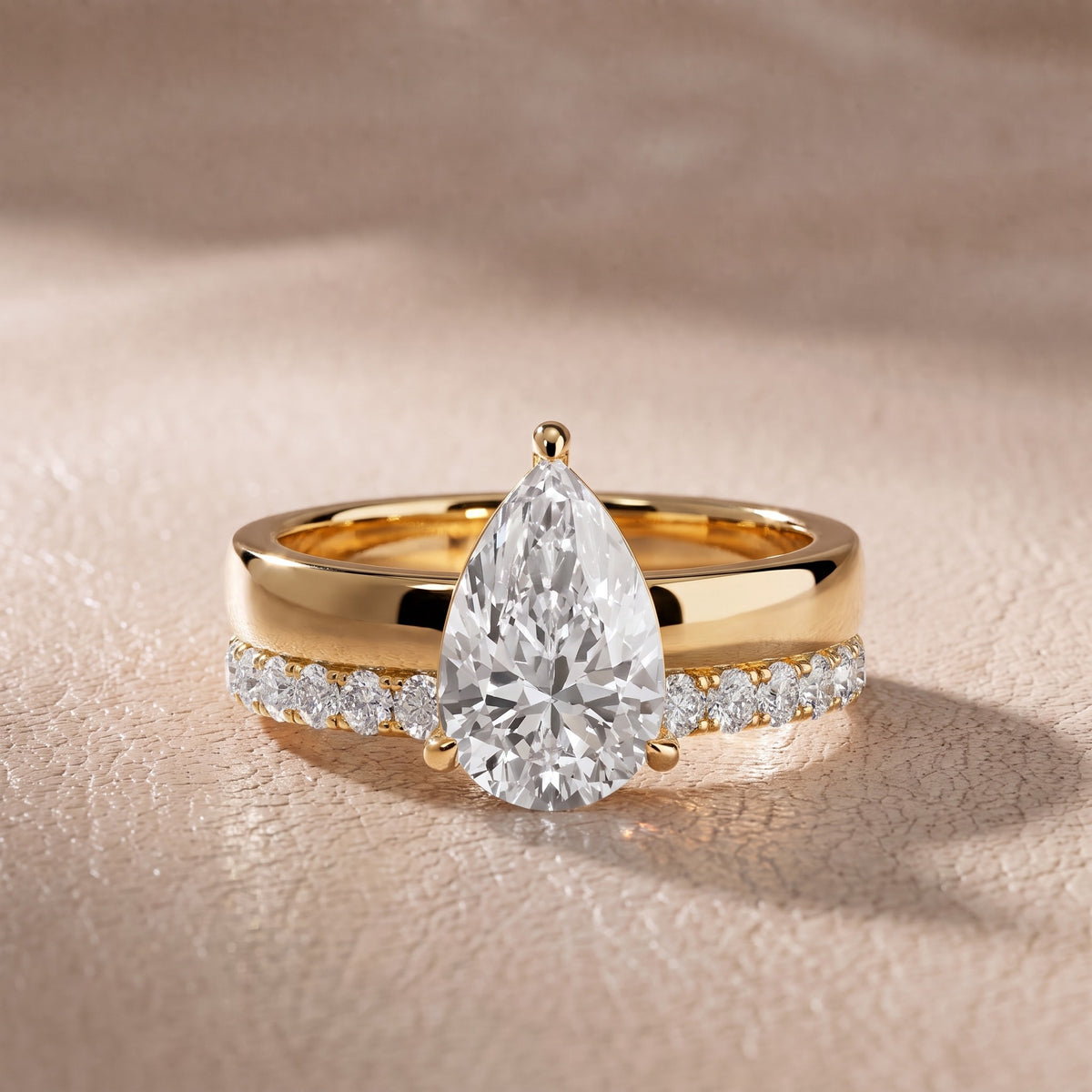 Josephine Split Shank Pavé Pear Diamond Engagement Ring in Yellow Gold - front.jpg