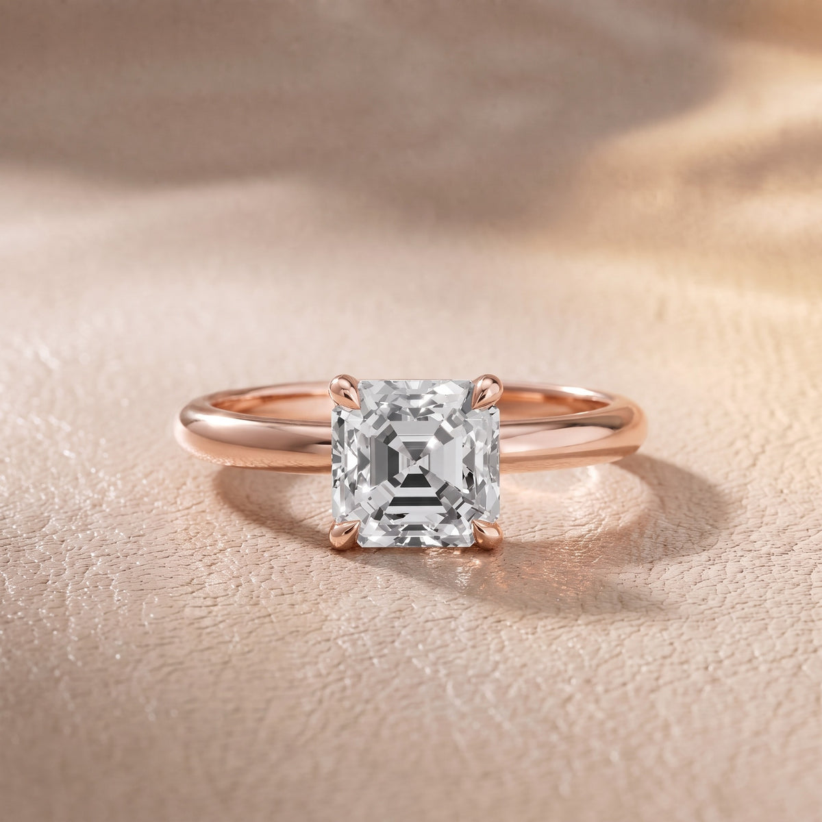 Amaya Hidden Halo Asscher Diamond Engagement Ring in Rose Gold - front.jpg