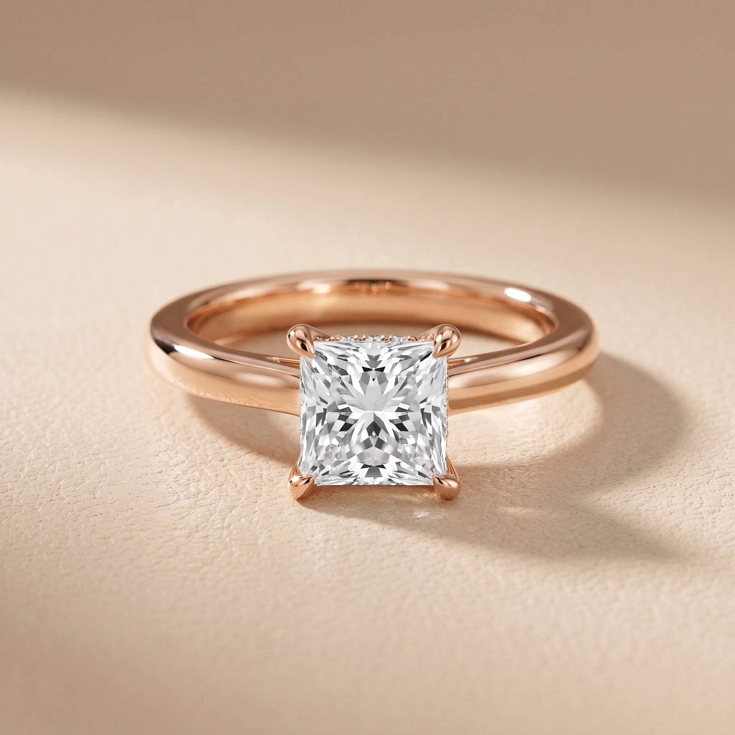 Mena Hidden Halo Princess Diamond Engagement Ring in Rose Gold - front.jpg