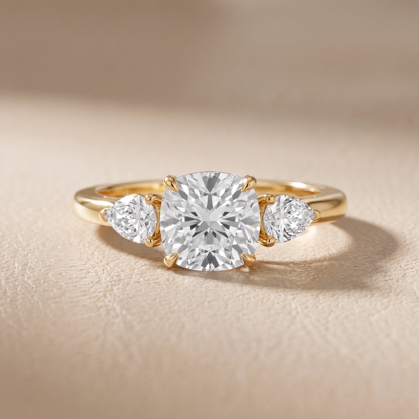 Phoebe Three-Stone Cushion Diamond Ring in Yellow Gold - front.jpg