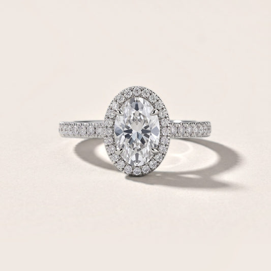 Rosemary Halo Pavé Oval Diamond Engagement Ring in Platinum [studio-20261024]