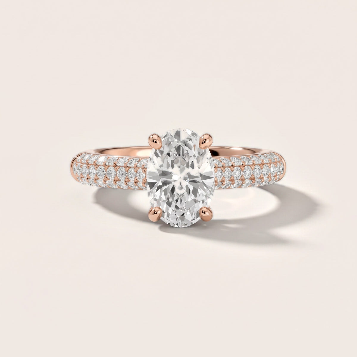 River Hidden Halo Dome Oval Diamond Engagement Ring in Rose Gold - front.jpg