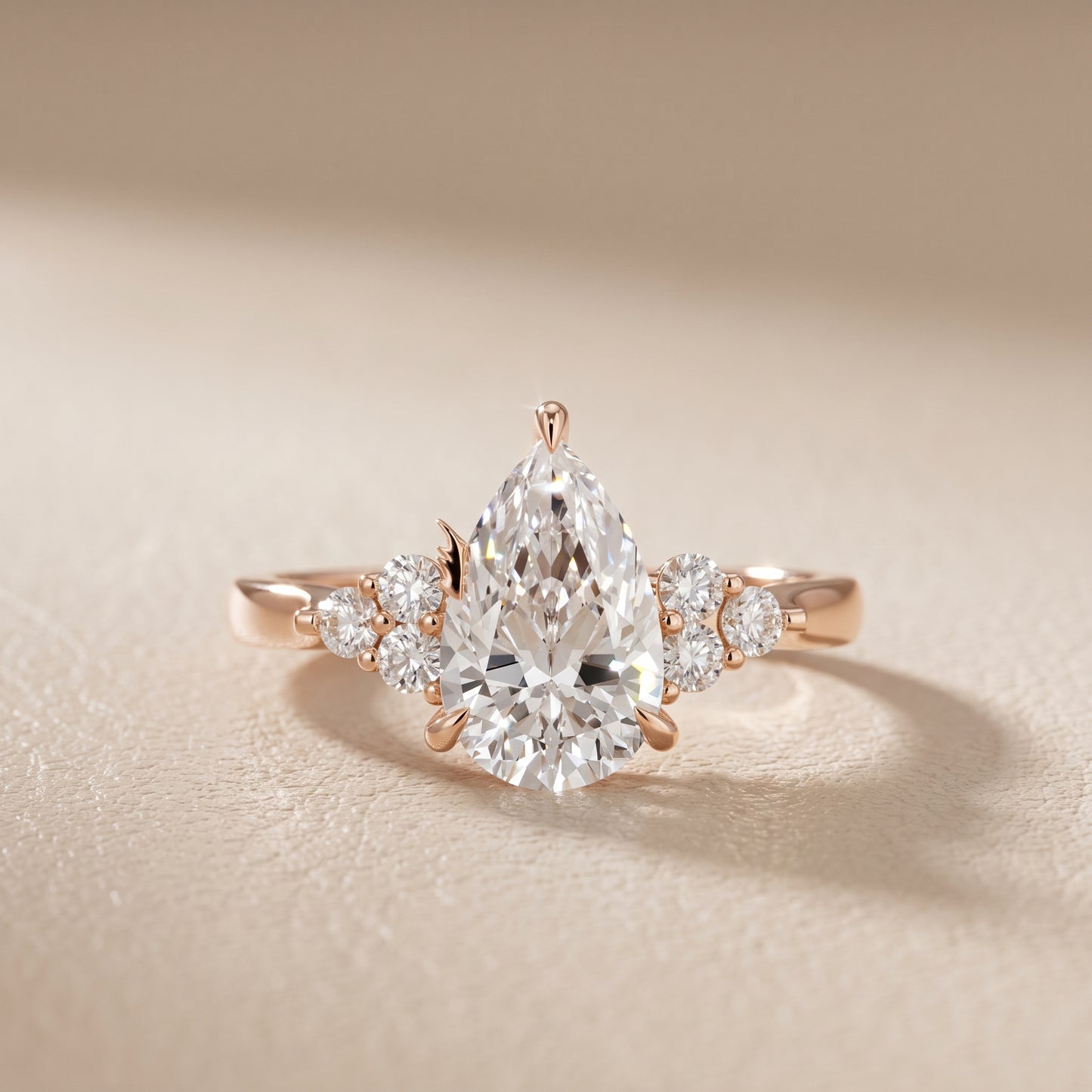 Anya Sidestone Cluster Pear Diamond Ring in Rose Gold - front.jpg