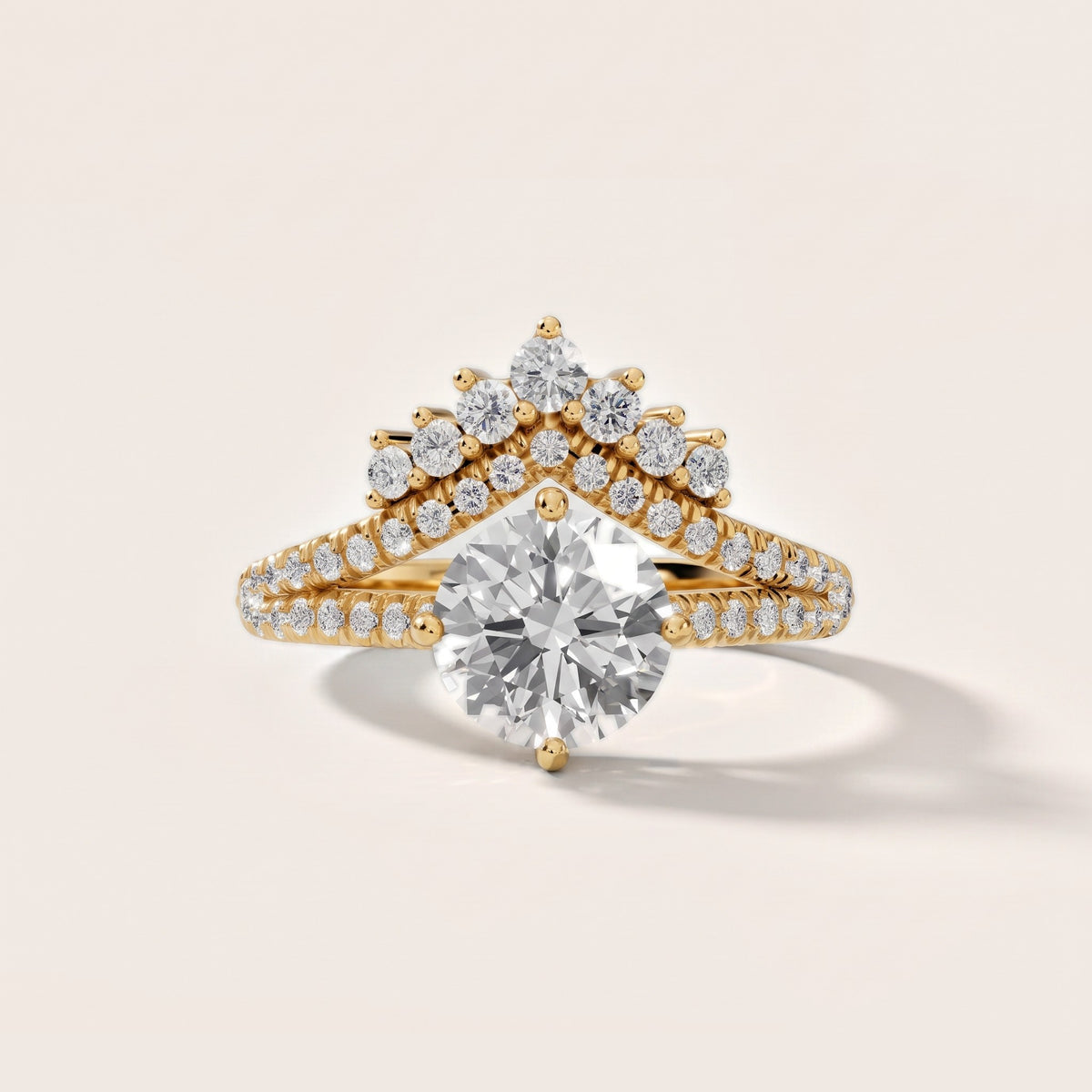 Annette Split Shank Pavé Round Diamond Engagement Ring in Yellow Gold - front.jpg