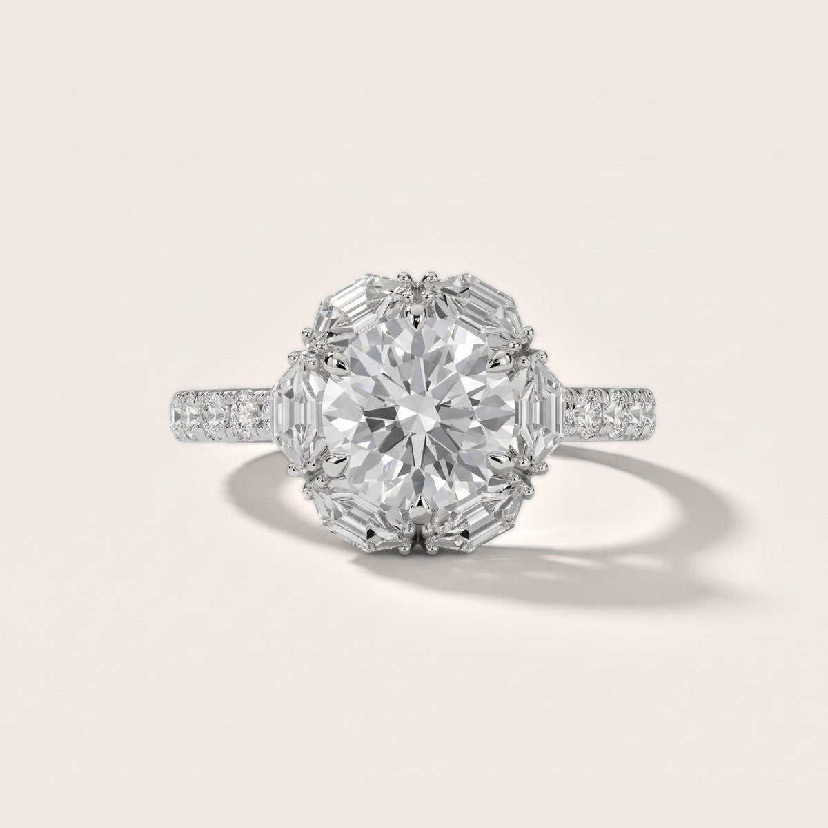 Natick Deco Halo Round Diamond Engagement Ring in Silver - front.jpg