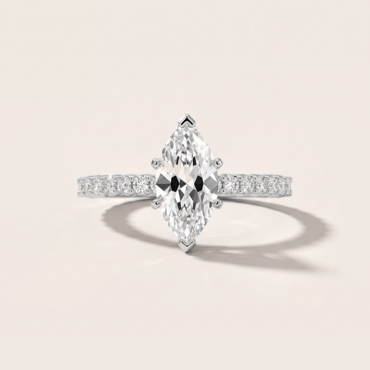 Leandra Scalloped Pavé Marquise Diamond Engagement Ring in Silver - front.jpg