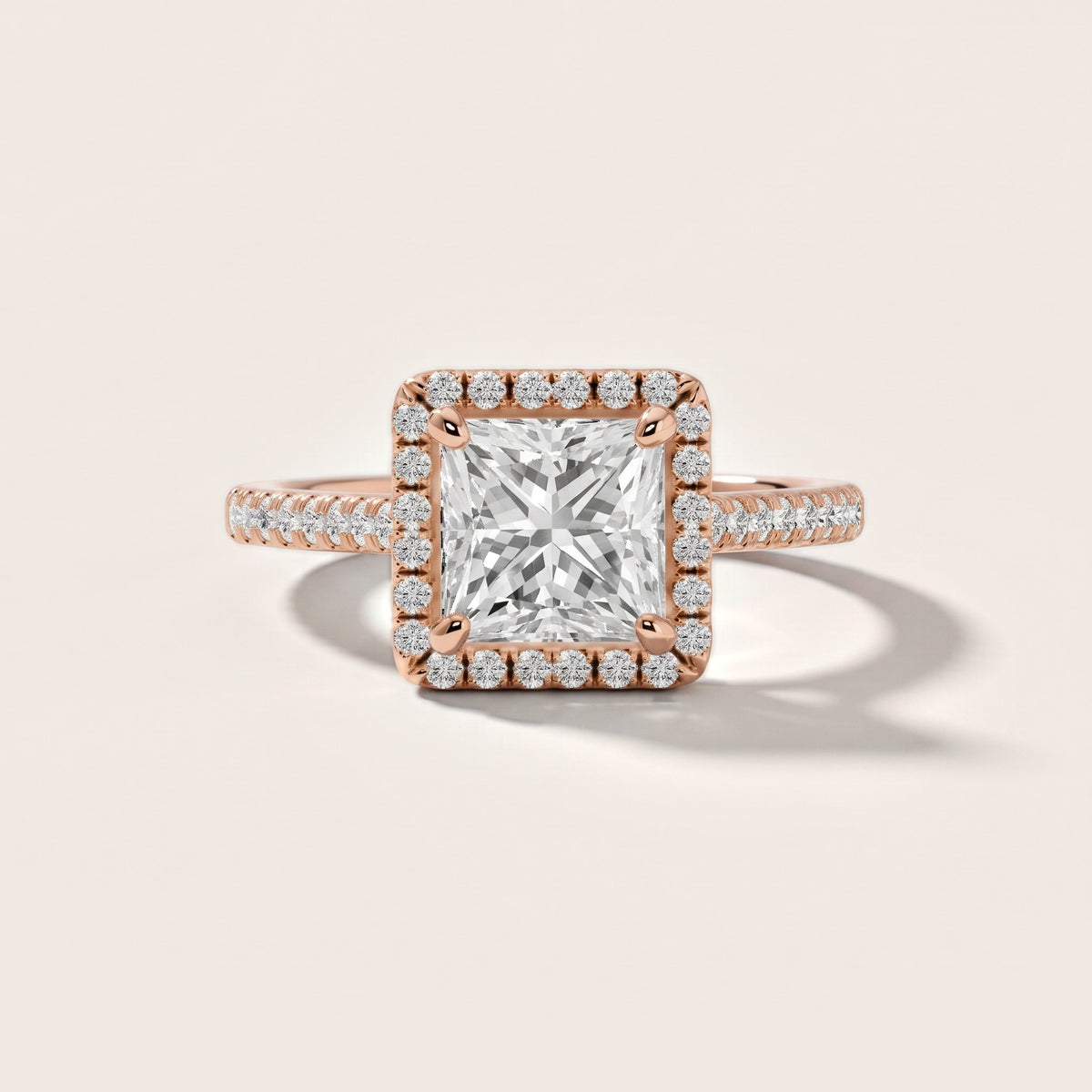 Jodie Halo Pavé Princess Diamond Engagement Ring in Rose Gold - front.jpg