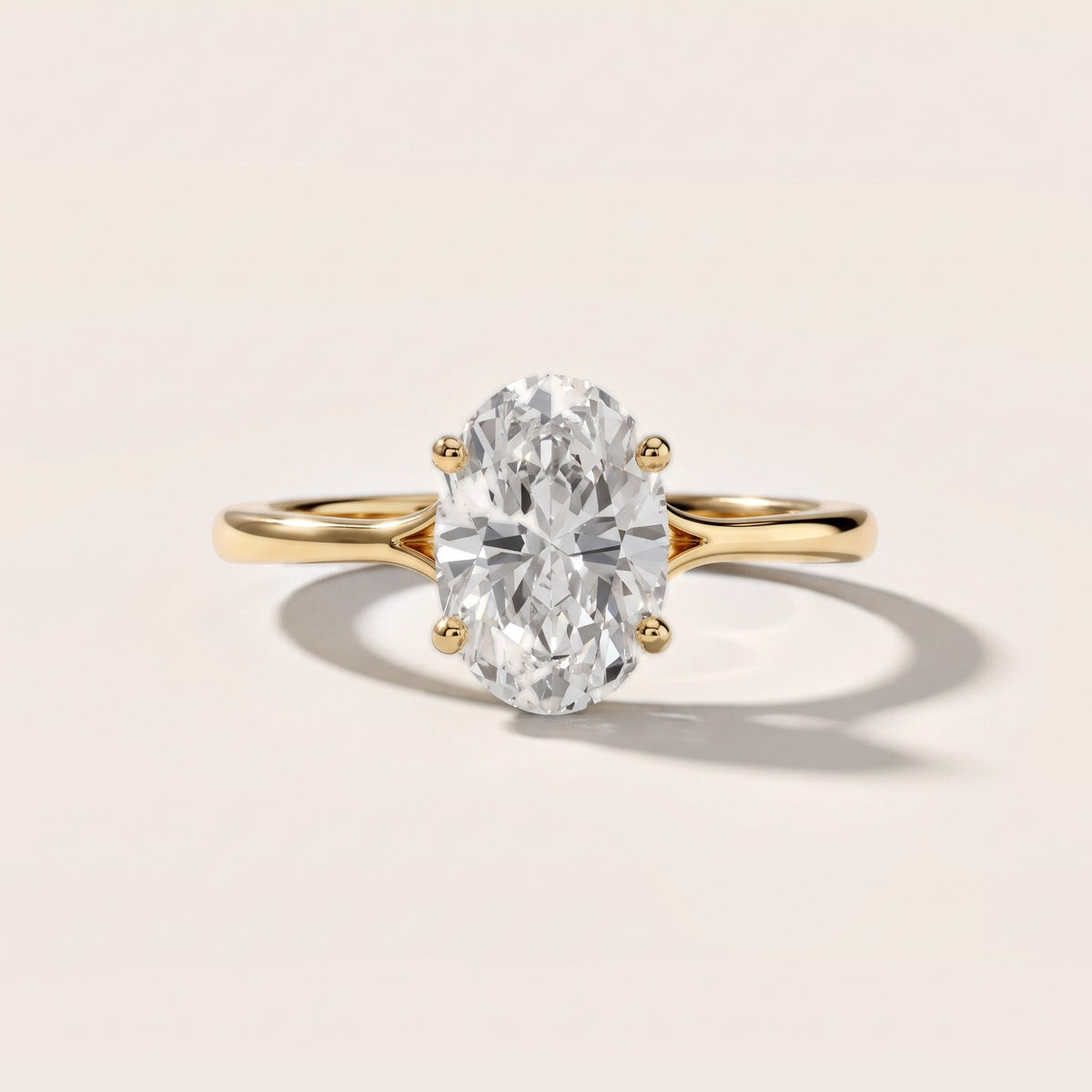 Blanche Solitaire Split Shank Oval Diamond Engagement Ring in Yellow Gold - front.jpg