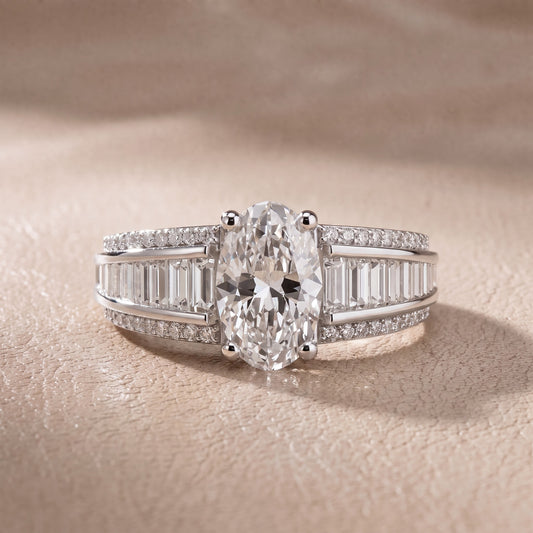 Tara Channel Set Baguette Accent Oval Diamond Engagement Ring in Platinum - front.jpg