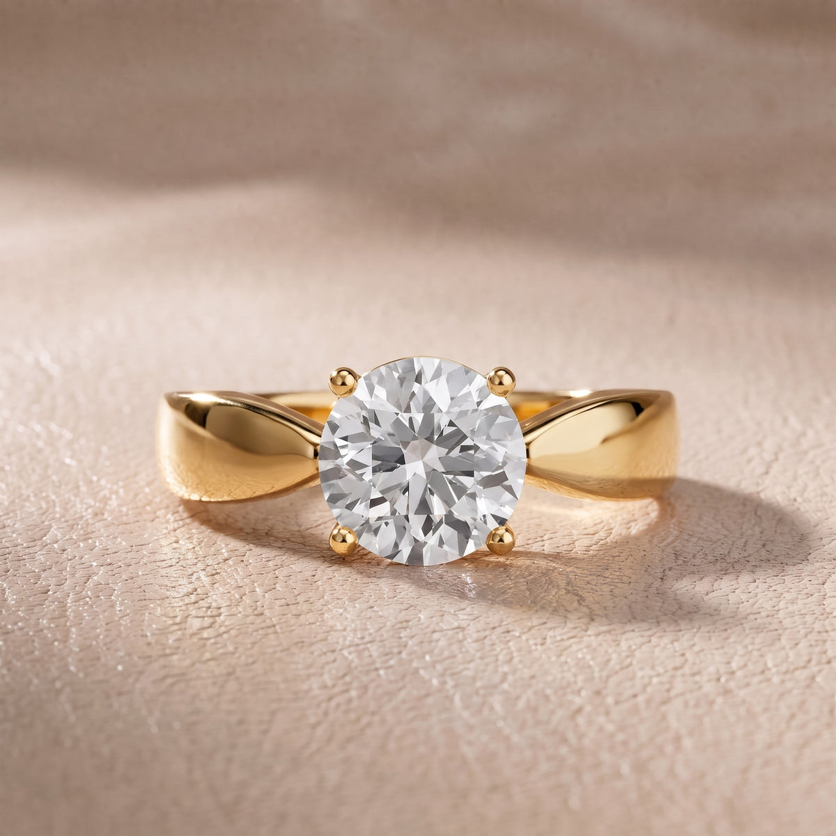 Talia Solitaire Twist Round Diamond Engagement Ring in Yellow Gold - front.jpg