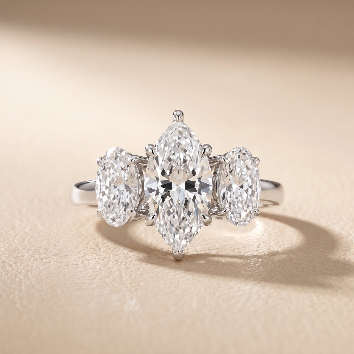 Lila Three-Stone Marquise Diamond Ring in White Gold - front.jpg