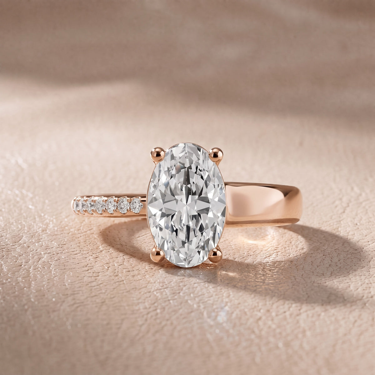 Rosie Solitaire Basket Oval Diamond Engagement Ring in Rose Gold - front.jpg