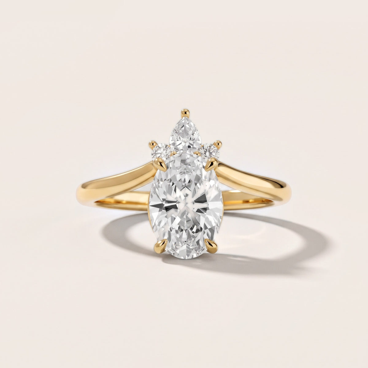 Isadora Bypass Cluster Oval Diamond Engagement Ring in Yellow Gold - front.jpg