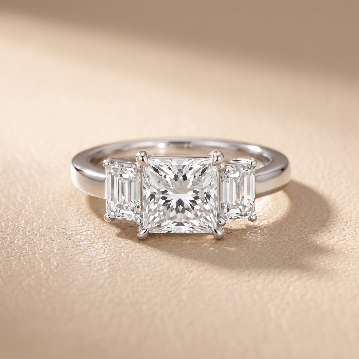 Zoe Three-Stone Princess Diamond Ring in Silver - front.jpg