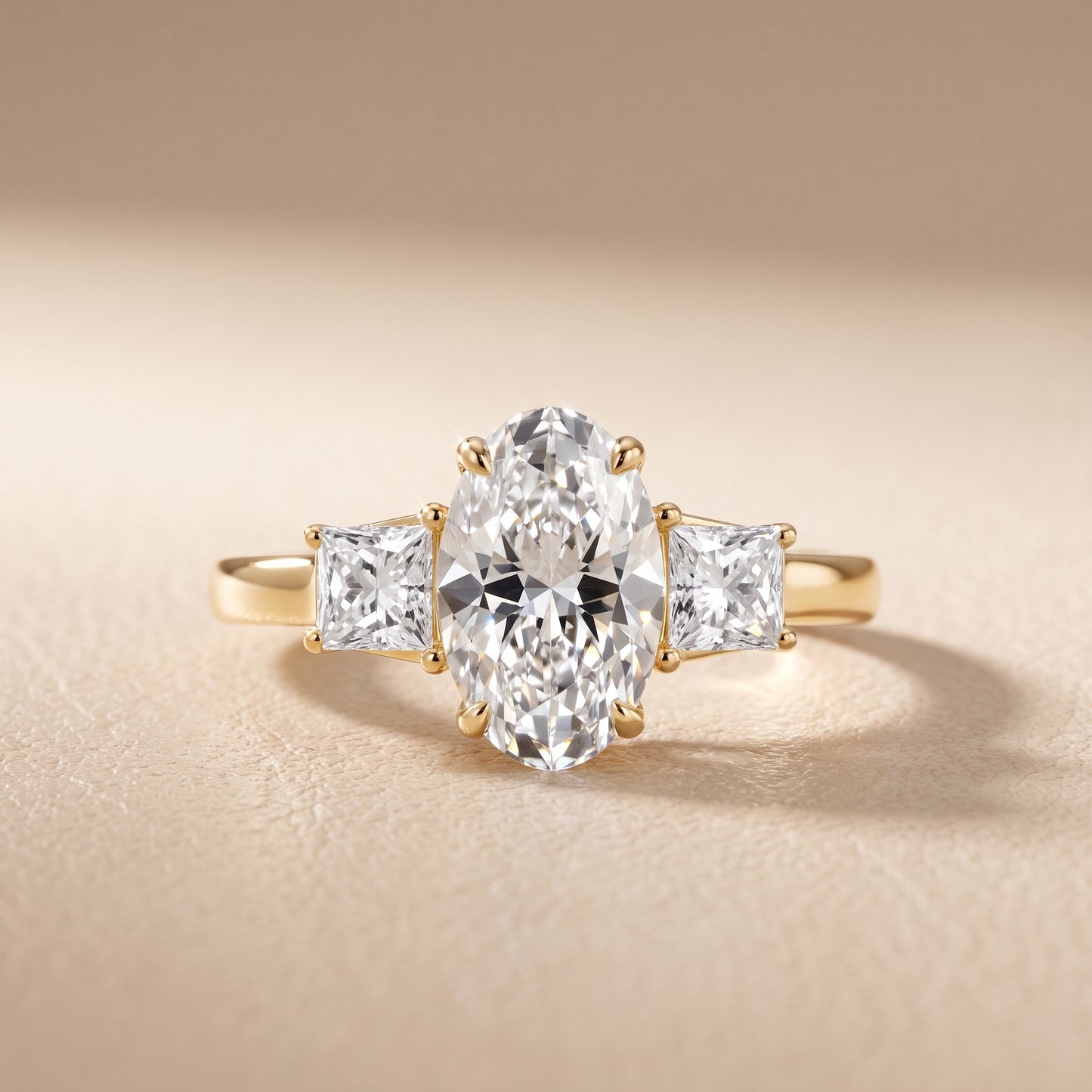 Selena Three-Stone Basket Oval Diamond Ring in Yellow Gold - front.jpg