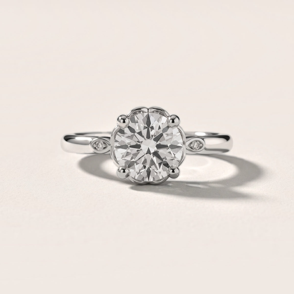 Rachel Petal Round Diamond Engagement Ring in Platinum - front.jpg