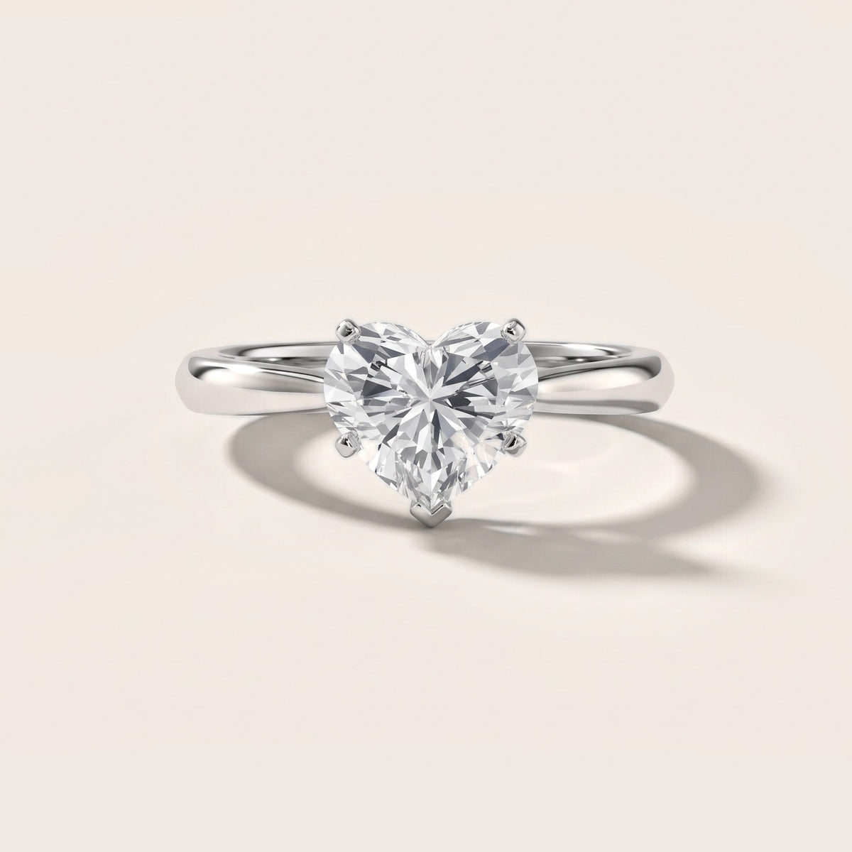 Arlette Solitaire Knife Edge Heart Diamond Engagement Ring in Silver - front.jpg