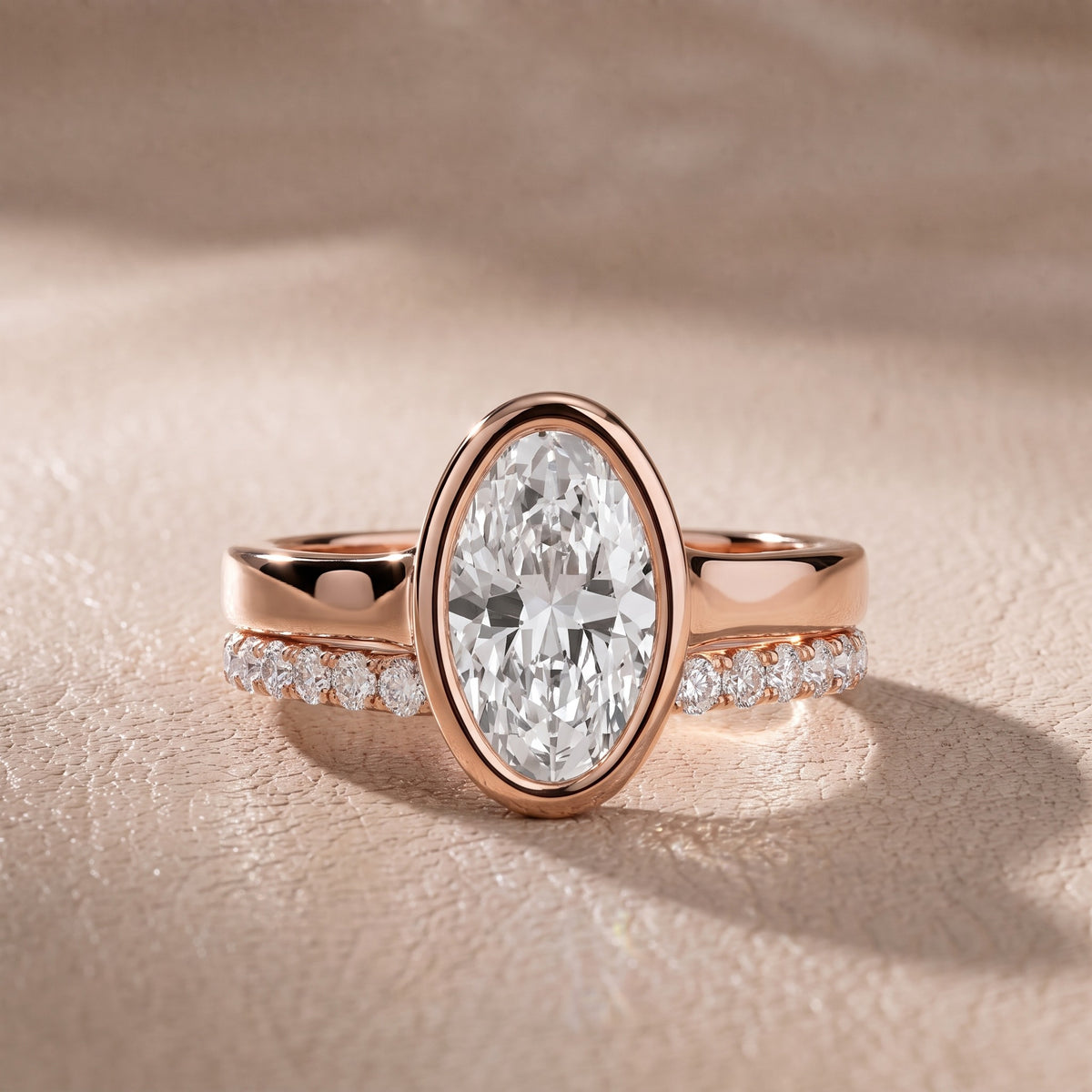 Ayla Bezel Bypass Oval Diamond Engagement Ring in Rose Gold - front.jpg