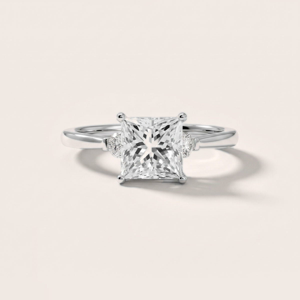 Micaela Three-Stone Princess Diamond Engagement Ring in Silver - front.jpg