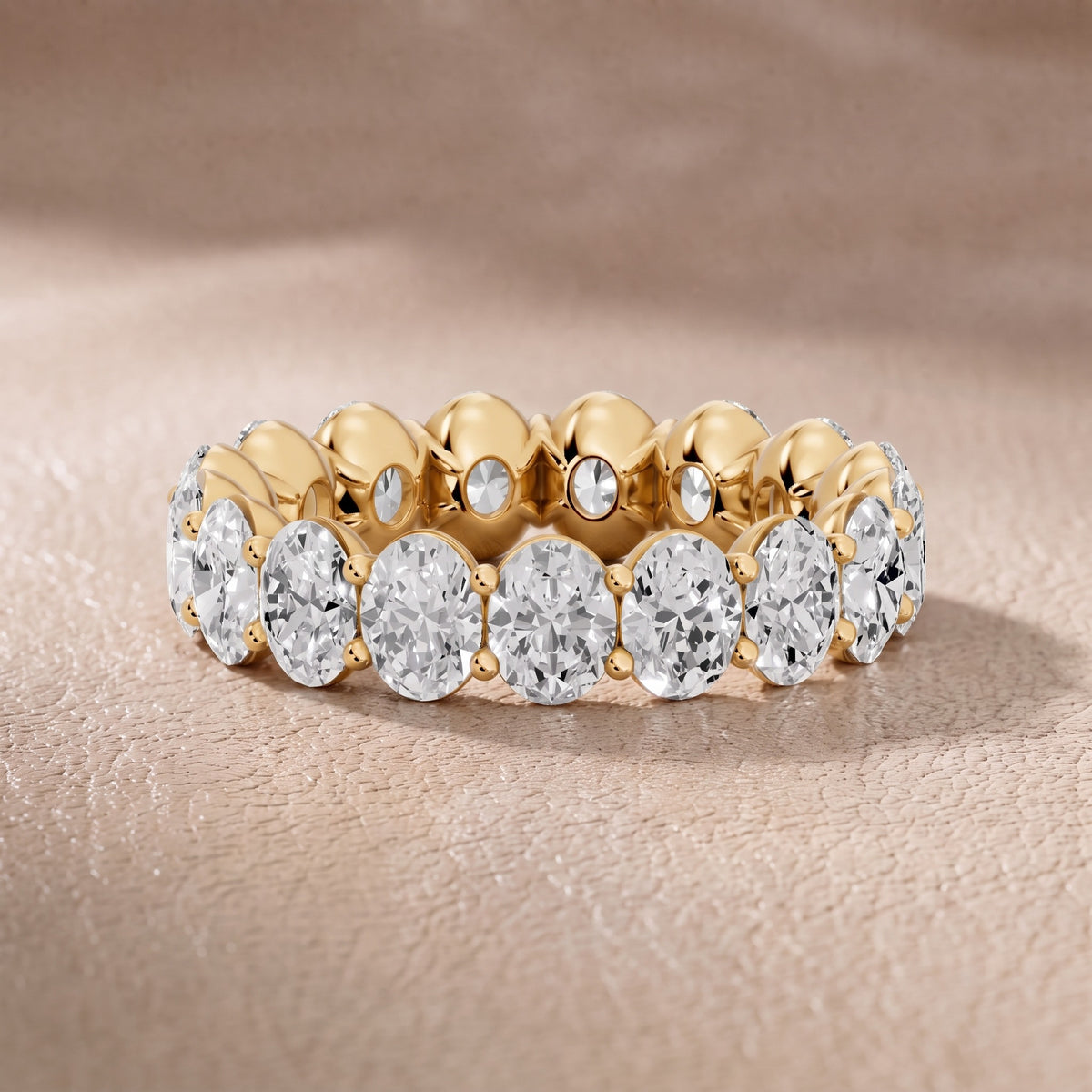 Diana Shared Prong Oval Diamond Eternity Band in Yellow Gold - front.jpg