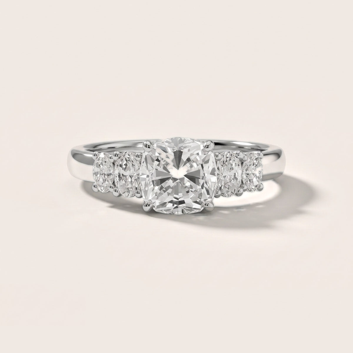 Kirsten Graduated Five-Stone Cushion Diamond Engagement Ring in Silver - front.jpg