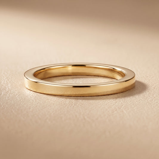 Zoya Classic Flat Wedding Band in Yellow Gold - front.jpg