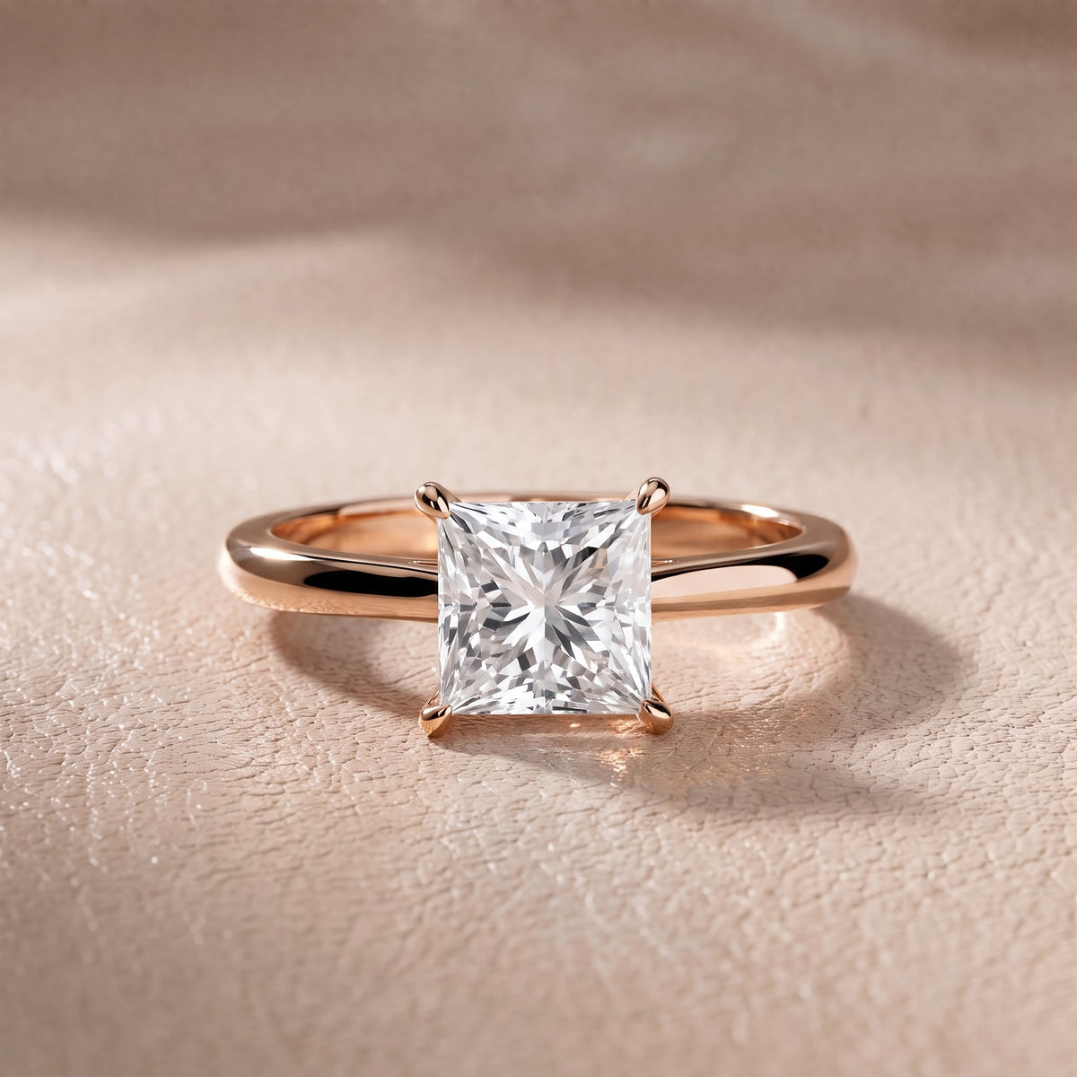 Kalia Knife Edge Solitaire Princess Diamond Engagement Ring in Rose Gold - front.jpg
